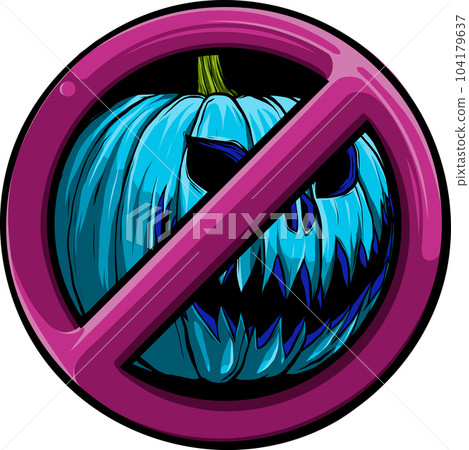 vector illustration of halloween pumpkin with forbidden symbol 104179637