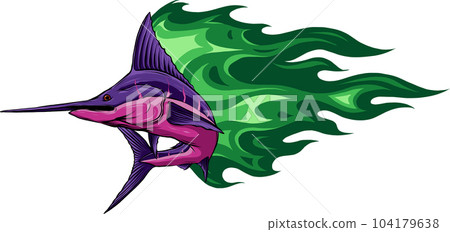 vector illustration of marlin with flames on white background vector illustration of marlin with flames on white background 104179638