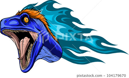 vector illustration of Velociraptor head with flames 104179670
