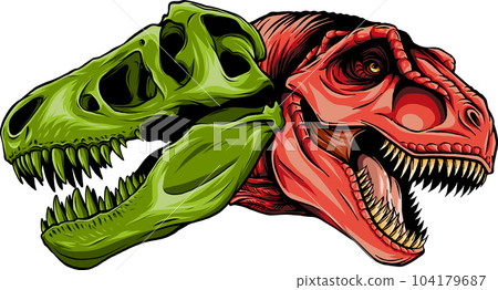 vector illustration of Tyrannosaurus rex with skull 104179687