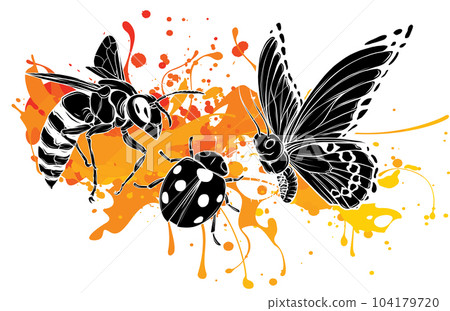 Insects colored decorative icons set with vector illustration 104179720