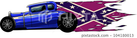 vector illustration of Vintage Hot Rod car with confederate flag on white background vector illustration of Vintage Hot Rod car with confederate flag on white background 104180013