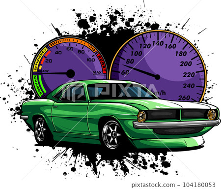 vector illustration of customized muscle car with dashboard vector illustration of customized muscle car with dashboard 104180053