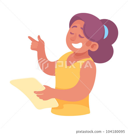 Lucky Woman with Paper Having Bright Idea and Finding Smart Solution Cheering Vector Illustration Lucky Woman with Paper Having Bright Idea and Finding Smart Solution Cheering Vector Illustration 104180095