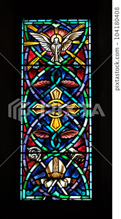Stained glass window in the Basilica of Saint Frediano, Lucca, Tuscany, Italy Stained glass window in the Basilica of Saint Frediano, Lucca, Tuscany, Italy 104180408
