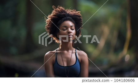 Portrait Healthy Happy Middle-aged African Woman Stock Photo