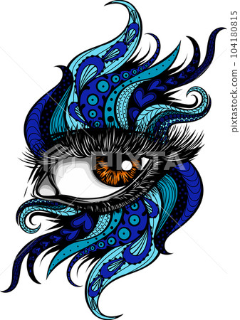 vector illustration of woman eye with mandala ornaments 104180815