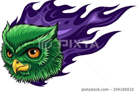 vector illustration of owl head with flames vector illustration of owl head with flames 104180818