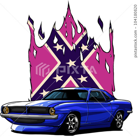 vector illustration of muscle car with confederate flag vector illustration of muscle car with confederate flag 104180820