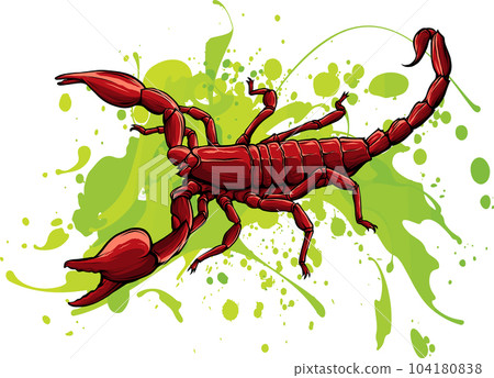 vector illustration of Scorpion with water wave 104180838