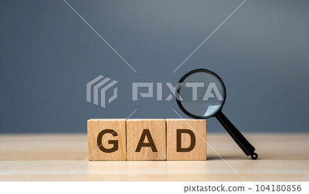 Wooden blocks GAD - Generalized Anxiety Disorder. Mental and behavioral and anxiety disorder characterized by excessive, uncontrollable and often irrational worry about events or activities Wooden blocks GAD - Generalized Anxiety Disorder. Mental and behavioral and anxiety disorder characterized by excessive, uncontrollable and often irrational worry about events or activities 104180856