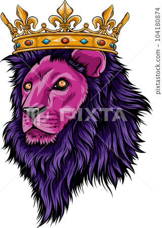 Vector illustration of Color King Lion head 104180874