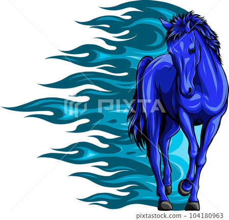 vector illustration of Horse with flames on white background 104180963