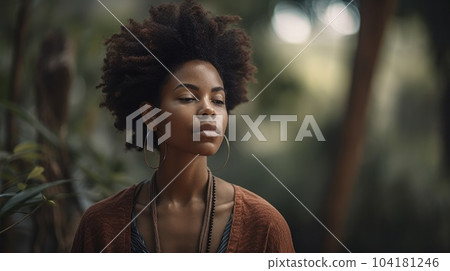 Portrait of afro woman in lotus position at - Stock Illustration  [104181246] - PIXTA