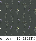 Watercolor floral seamless pattern in vintage rustic style, colored garden, hand painting print with meadow flowers, leaves and plants, design texture. Bluebell, buttercup, stellaria holostea. 104181358
