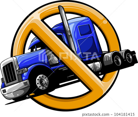 vector illustration of no truck sign on white background. vector illustration of no truck sign on white background. 104181415
