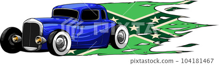 vector illustration of Vintage Hot Rod with confederate flag 104181467