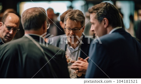 Diverse people mingling at an event talking business connection. AI Generative Diverse people mingling at an event talking business connection. AI Generative 104181521