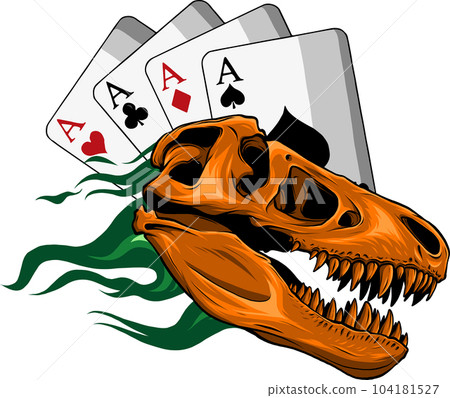 vector illustration of Dinosaur Skull with flames and poker card vector illustration of Dinosaur Skull with flames and poker card 104181527