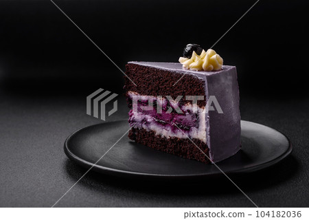 Delicious fresh blueberry or blackcurrant cake with cream cheese Delicious fresh blueberry or blackcurrant cake with cream cheese 104182036