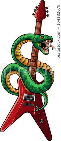 vector illustration of guitar with snake on white background vector illustration of guitar with snake on white background 104182079
