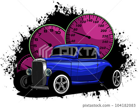 vector illustration of Vintage Hot Rod with dashboard vector illustration of Vintage Hot Rod with dashboard 104182083
