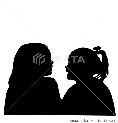 two girls speaking, heads silhouette vector two girls speaking, heads silhouette vector 104182085