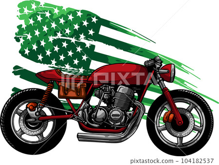 custom bike Cafe racer motor bike with american flag custom bike Cafe racer motor bike with american flag 104182537
