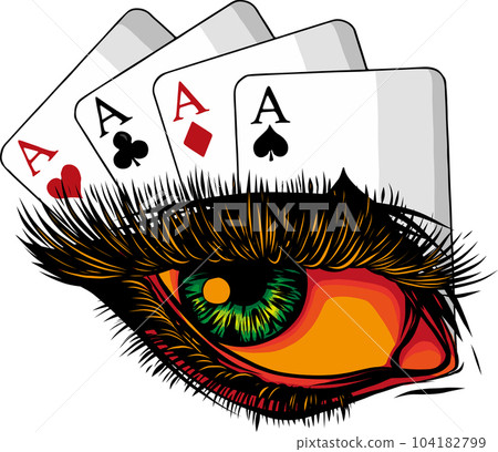 vector illustration of Woman eye with poker cards vector illustration of Woman eye with poker cards 104182799