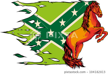 vector Illustration of a horse with confederate flag vector Illustration of a horse with confederate flag 104182813