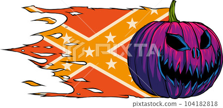 vector illustration of Halloween Pumpkin with confederate flag 104182818