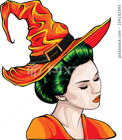 vector illustration of beautiful witch in a classic hat vector illustration of beautiful witch in a classic hat 104182845