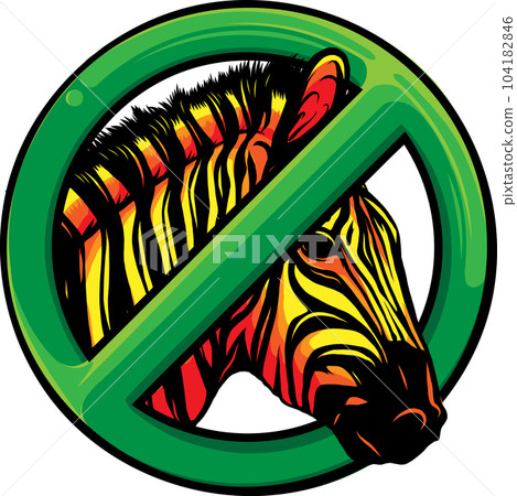 vector illustration of zebra head with forbidden symbol vector illustration of zebra head with forbidden symbol 104182846
