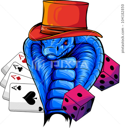 vector illustration of cobra snake head with hat 104182850