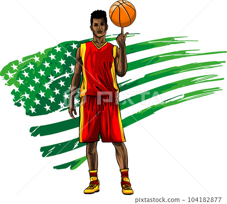 vector illustration of basketball player with american flag 104182877