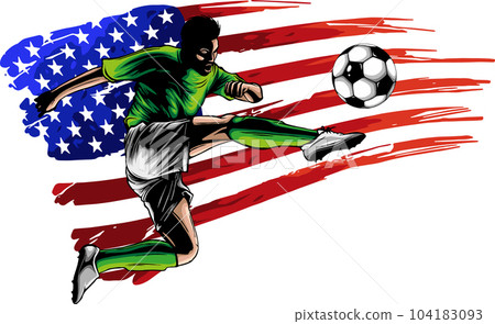 vector illustration of soccer player with american flag 104183093
