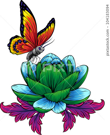 vector illustration of butterfly on flower design 104183094
