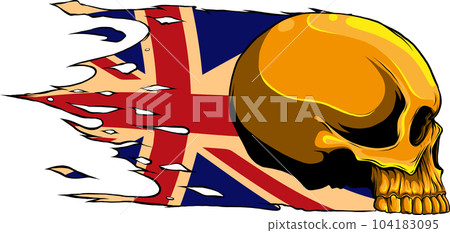 vector illustration of UK flag with skull 104183095