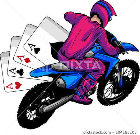 vector illustration of motocross with poker aces vector illustration of motocross with poker aces 104183105