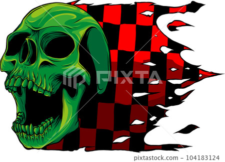 Skull with race Flag vector illustration on white background 104183124