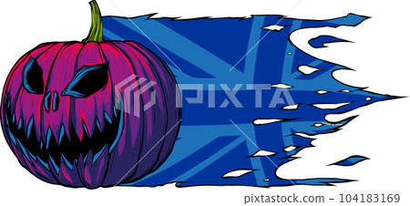 vector illustration of Halloween pumpkin with british flag 104183169