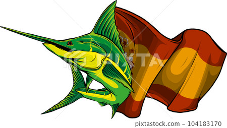 vector illustration of marlin fish with japanese flag 104183170