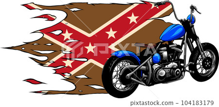 vector illustration of motorcycles with confederate rebel flag 104183179