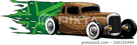 vector illustration of hot rod with united kingdom flag 104183494