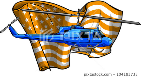 vector illustration of Helicopter with the flag of United States 104183735