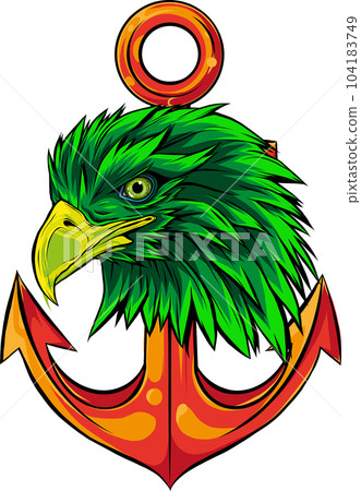 vector illustration of Eagle with Anchor on white background. digital draw 104183749