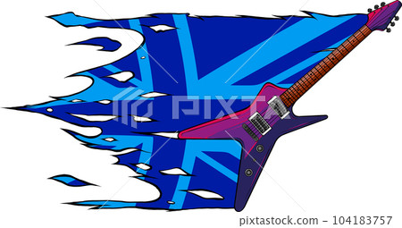 Electric guitar flat with united kingodm flag vector illustration 104183757