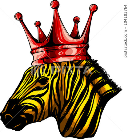 vector illustration of zebra head with crown on white background 104183764