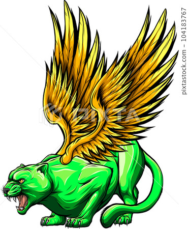 vector illustration of Winged panther on white background 104183767