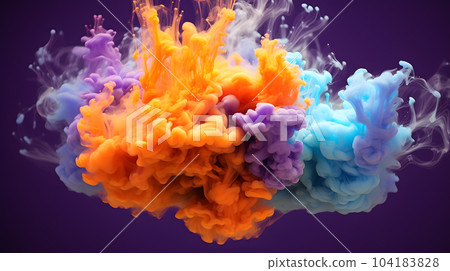 Color powder exploding. Paint water splash. Color mist Color powder exploding. Paint water splash. Color mist 104183828